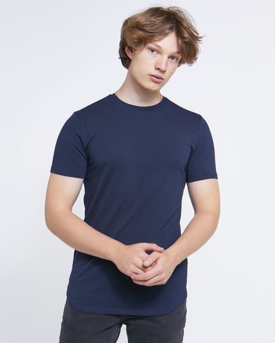 Paul Galvin Short Sleeve Dipped Hem Stretch Tee Shirt